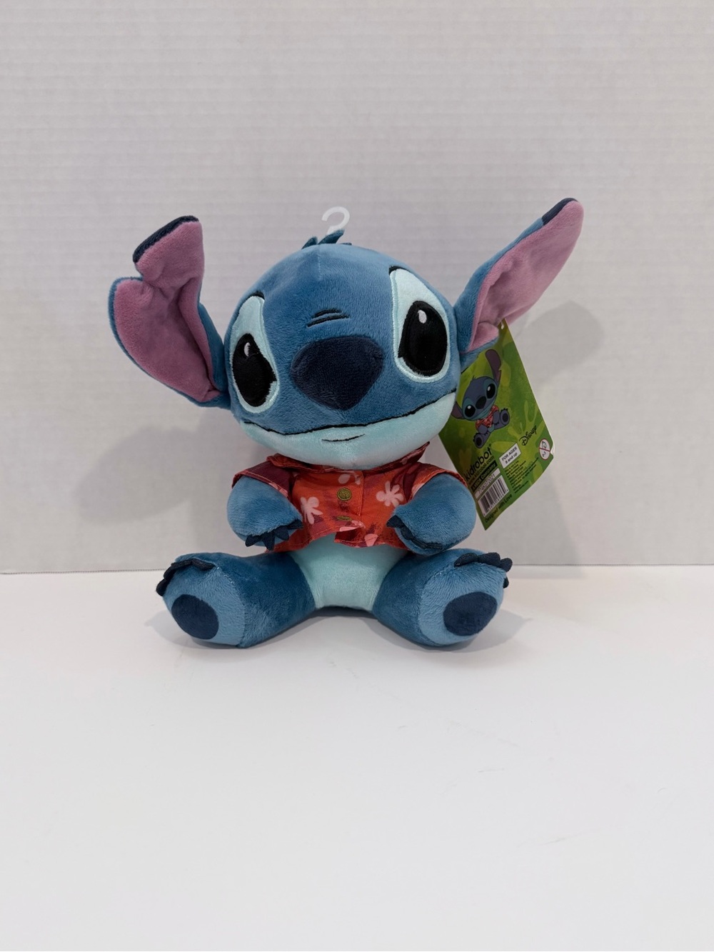 Disney Blue Stitch Plush with Pink Ears and Red Hawaiian Shirt